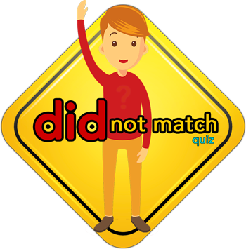 Logo di "did not match" formata da un rombo come sfondo e un ragazzino che alza la mano come per dire che sa la risposta.