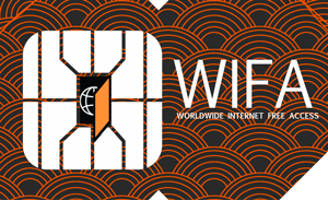 Logo a forma di scheda telefonica (SIM) della rete internet gratuita