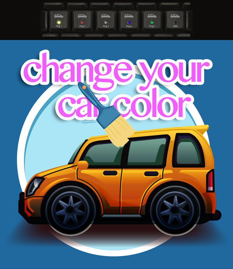 Car with keyboard to change it's color