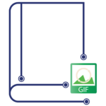 Icona di un GIF book formata da piste elettroniche che chiudono un libro