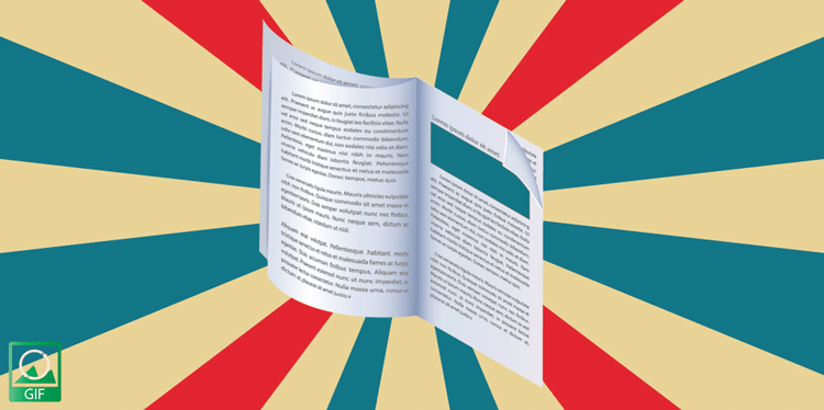 Pagine di un GIF book con testo e illustrazione che cambia colore